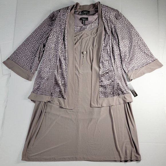 R&M Richards 7597W Short Plus Size 22W Jacket Dress - Picture 6 of 12